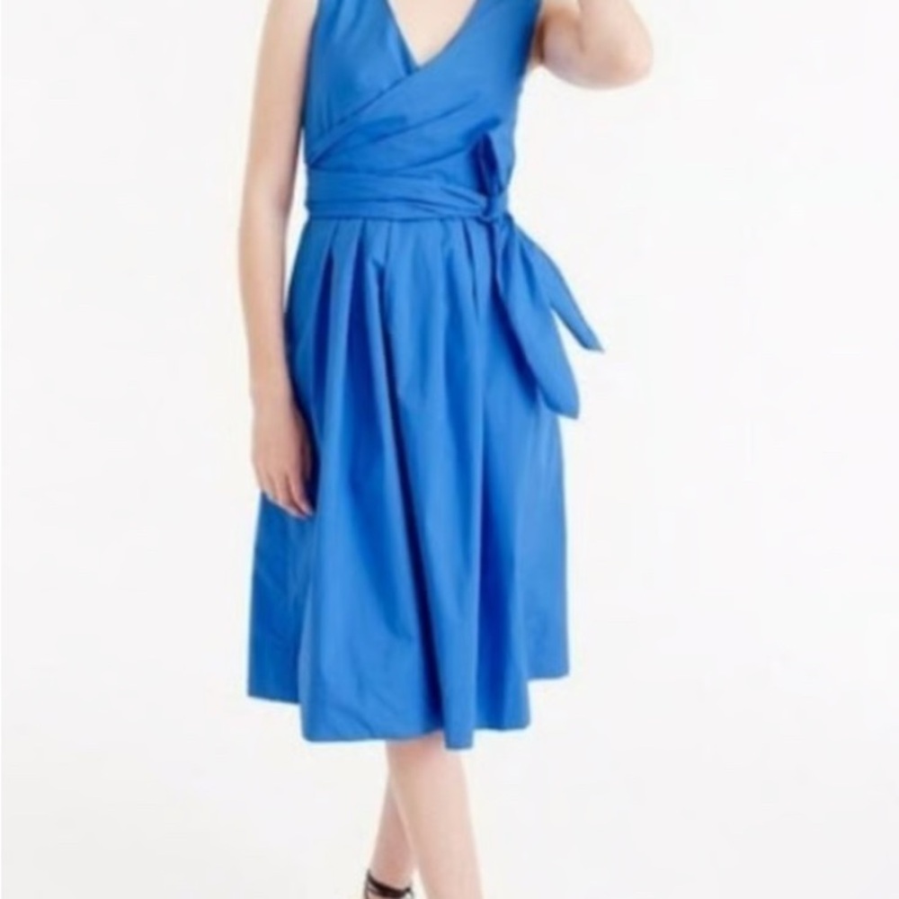 J. Crew Blue Sleeveless Wrap Midi Dress